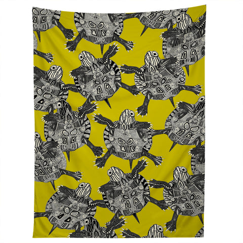 Sharon Turner turtle party citron Tapestry