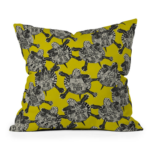Sharon Turner turtle party citron Throw Pillow