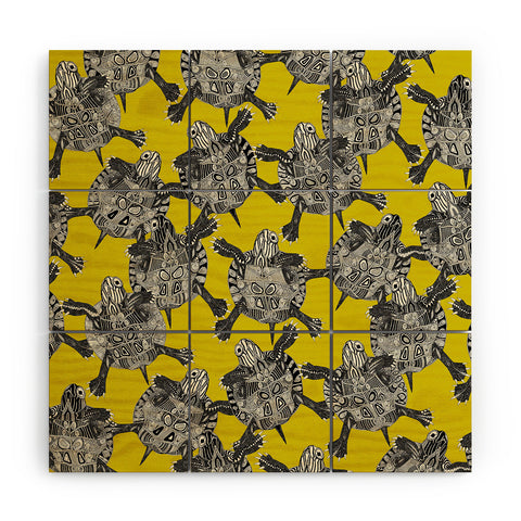 Sharon Turner turtle party citron Wood Wall Mural