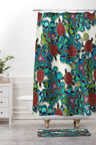 Sharon Turner Turtle Reef Shower Curtain And Mat