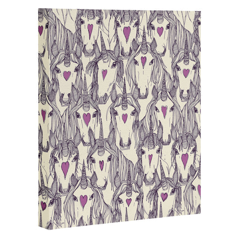 Sharon Turner unicorn love purple Art Canvas