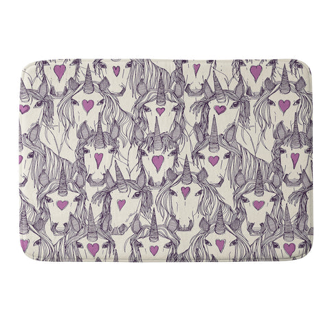Sharon Turner unicorn love purple Memory Foam Bath Mat