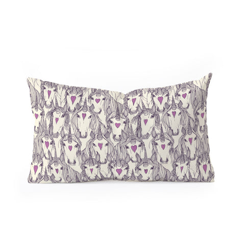 Sharon Turner unicorn love purple Oblong Throw Pillow