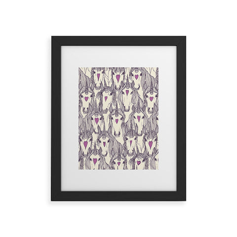 Sharon Turner unicorn love purple Framed Art Print