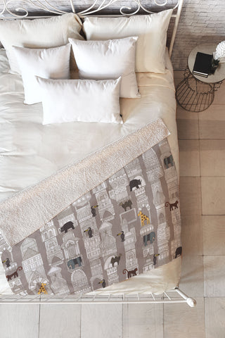 Sharon Turner urban jungle pebble Fleece Throw Blanket