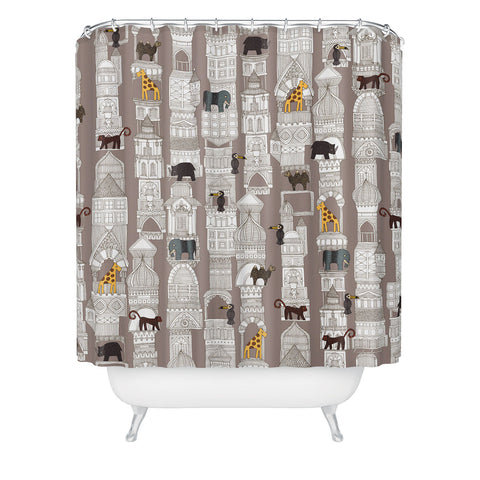 Sharon Turner urban jungle pebble Shower Curtain
