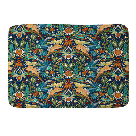 Sharon Turner Victorian damask midnight Memory Foam Bath Mat