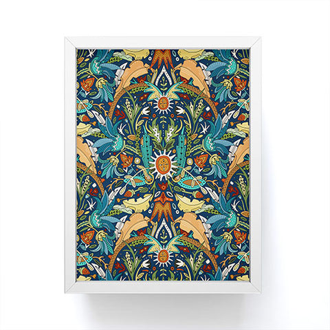 Sharon Turner Victorian damask midnight Framed Mini Art Print