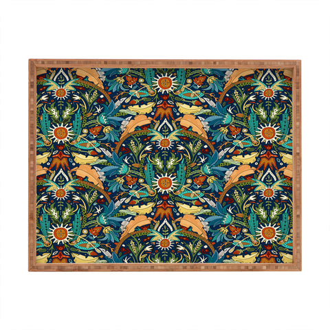 Sharon Turner Victorian damask midnight Rectangular Tray