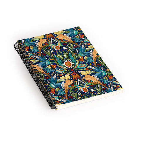 Sharon Turner Victorian damask midnight Spiral Notebook