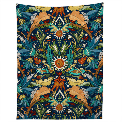 Sharon Turner Victorian damask midnight Tapestry