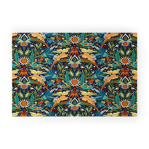 Sharon Turner Victorian damask midnight Welcome Mat