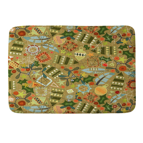 Sharon Turner vintage christmas gold Memory Foam Bath Mat