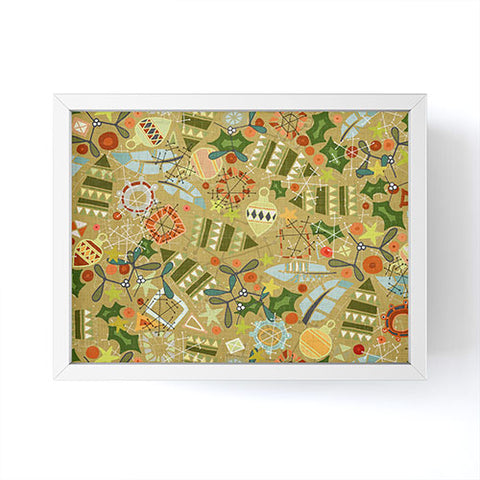 Sharon Turner vintage christmas gold Framed Mini Art Print