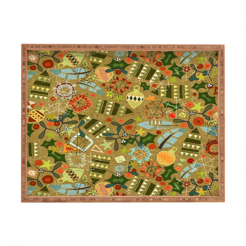 Sharon Turner vintage christmas gold Rectangular Tray