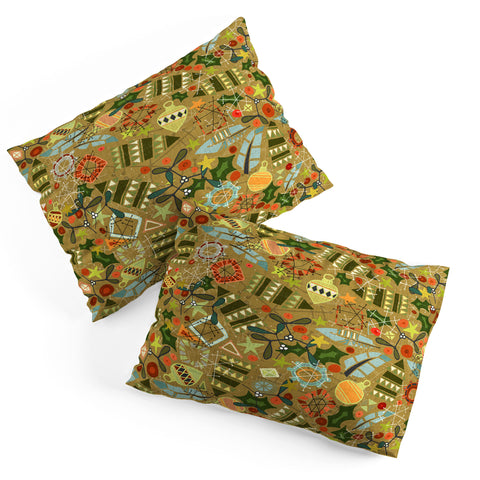 Sharon Turner vintage christmas gold Pillow Shams