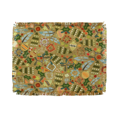 Sharon Turner vintage christmas gold Throw Blanket