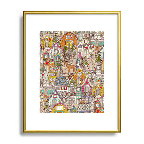 Sharon Turner vintage gingerbread town Metal Framed Art Print