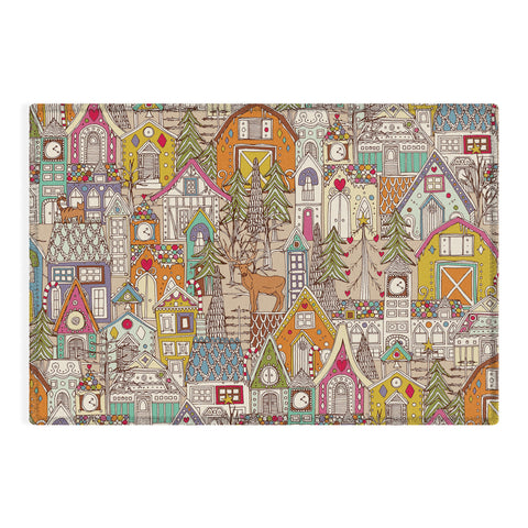 Sharon Turner vintage gingerbread town Outdoor Rug