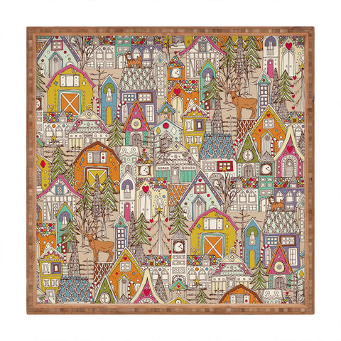 Sharon Turner vintage gingerbread town Square Tray