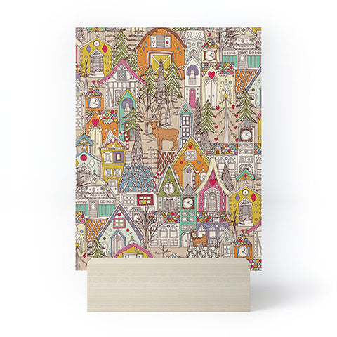 Sharon Turner vintage gingerbread town Mini Art Print