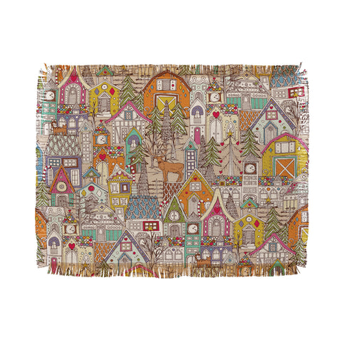 Sharon Turner vintage gingerbread town Throw Blanket