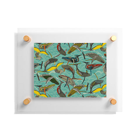 Sharon Turner whales and waves Floating Acrylic Print