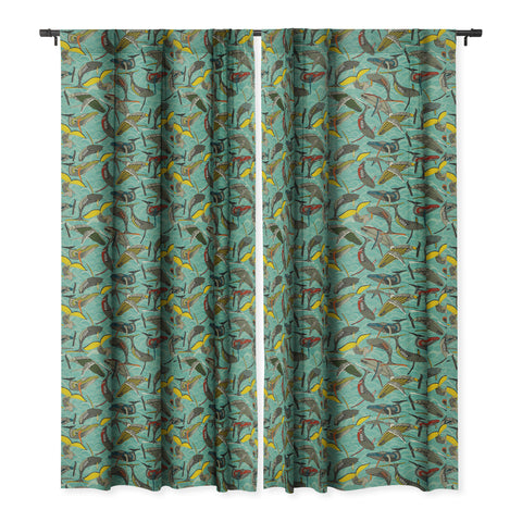 Sharon Turner whales and waves Blackout Window Curtain
