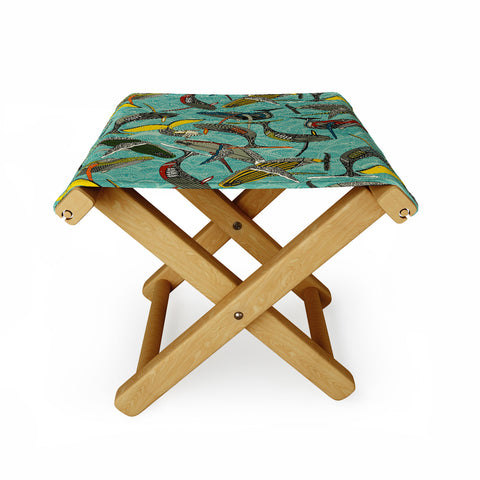 Sharon Turner whales and waves Folding Stool