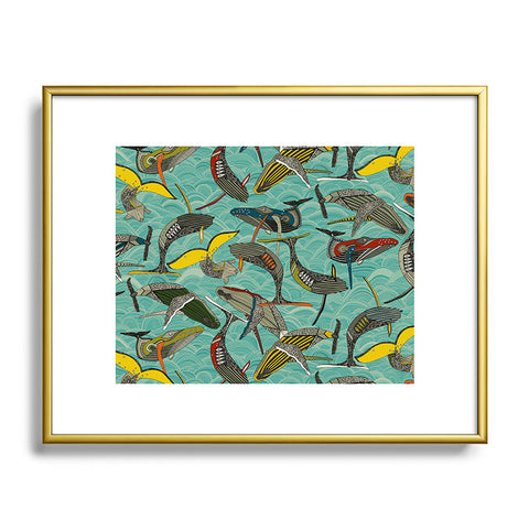 Sharon Turner whales and waves Metal Framed Art Print