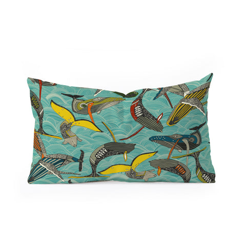Sharon Turner whales and waves Oblong Throw Pillow