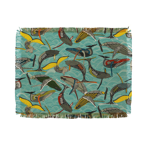 Sharon Turner whales and waves Throw Blanket