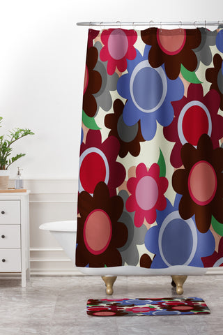 Sharon Turner Winter Flowers Shower Curtain And Mat