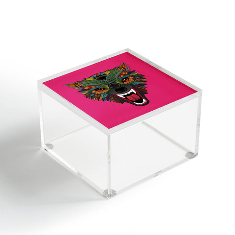Sharon Turner wolf fight flight pink Acrylic Box