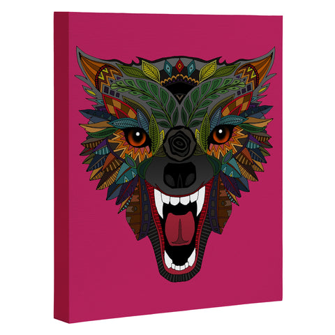 Sharon Turner wolf fight flight pink Art Canvas