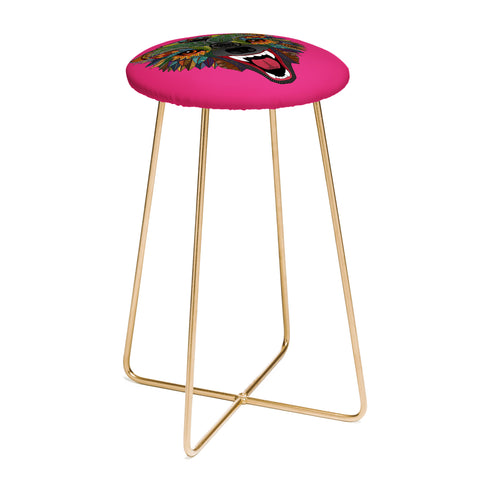 Sharon Turner wolf fight flight pink Counter Stool
