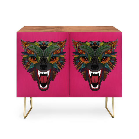 Sharon Turner wolf fight flight pink Credenza
