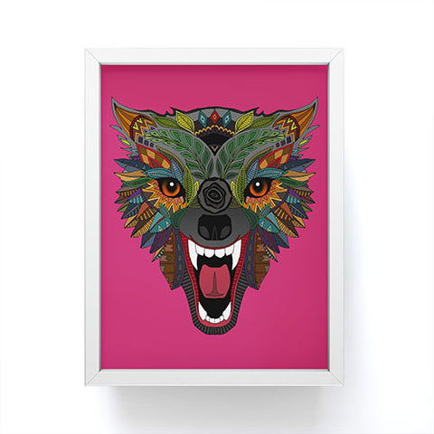 Sharon Turner wolf fight flight pink Framed Mini Art Print