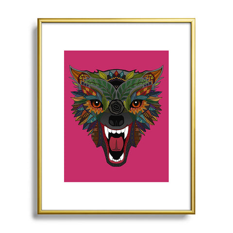 Sharon Turner wolf fight flight pink Metal Framed Art Print