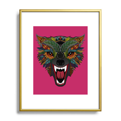 Sharon Turner wolf fight flight pink Metal Framed Art Print