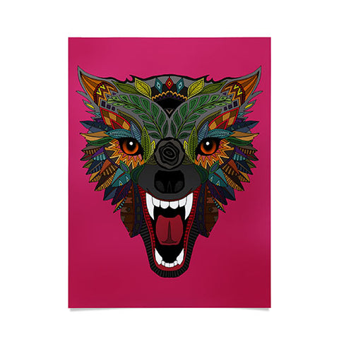 Sharon Turner wolf fight flight pink Poster