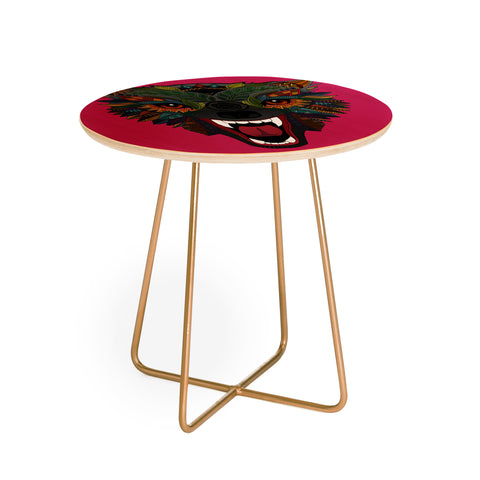 Sharon Turner wolf fight flight pink Round Side Table