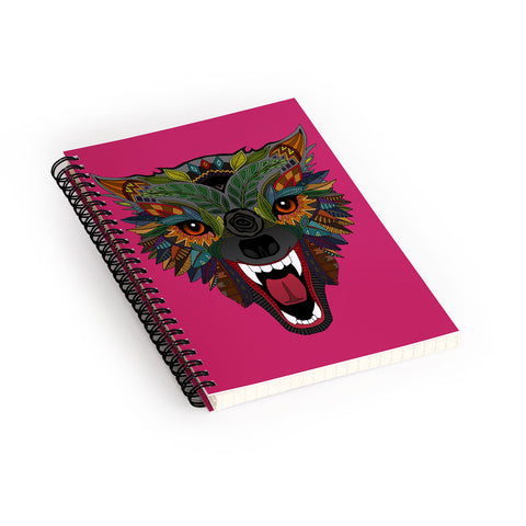 Sharon Turner wolf fight flight pink Spiral Notebook