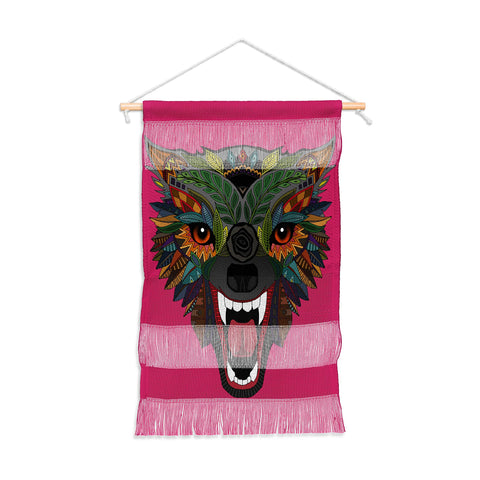 Sharon Turner wolf fight flight pink Wall Hanging Portrait
