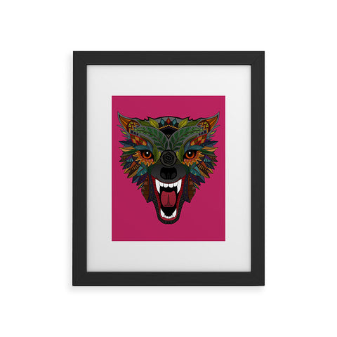 Sharon Turner wolf fight flight pink Framed Art Print