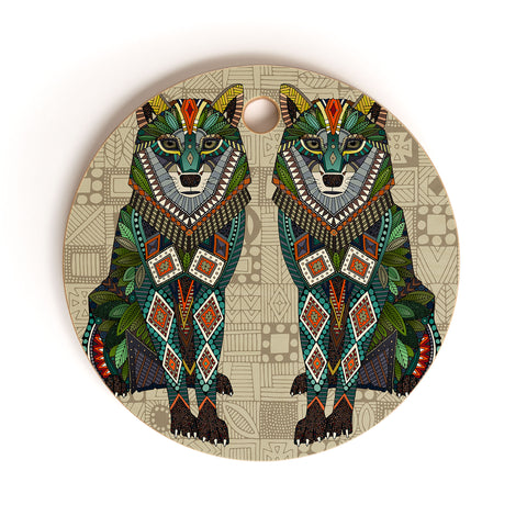 Sharon Turner wolf natural Cutting Board Round