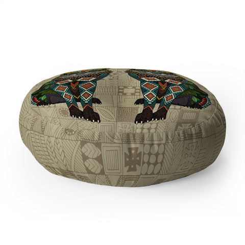 Sharon Turner wolf natural Floor Pillow Round