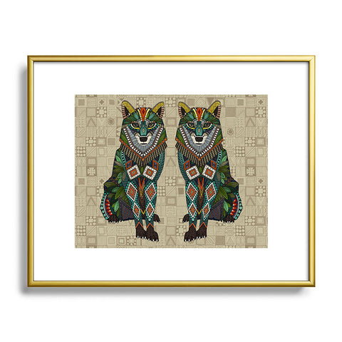 Sharon Turner wolf natural Metal Framed Art Print