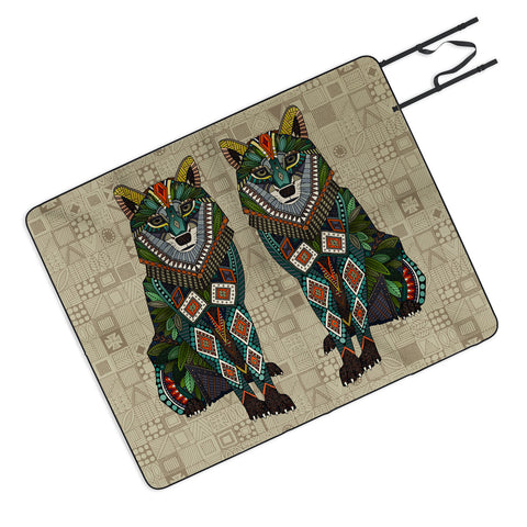 Sharon Turner wolf natural Picnic Blanket