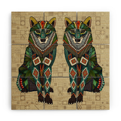 Sharon Turner wolf natural Wood Wall Mural